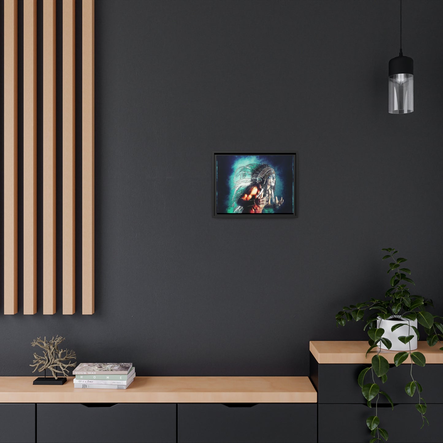 First Nation Man Matte Canvas, Black Frame