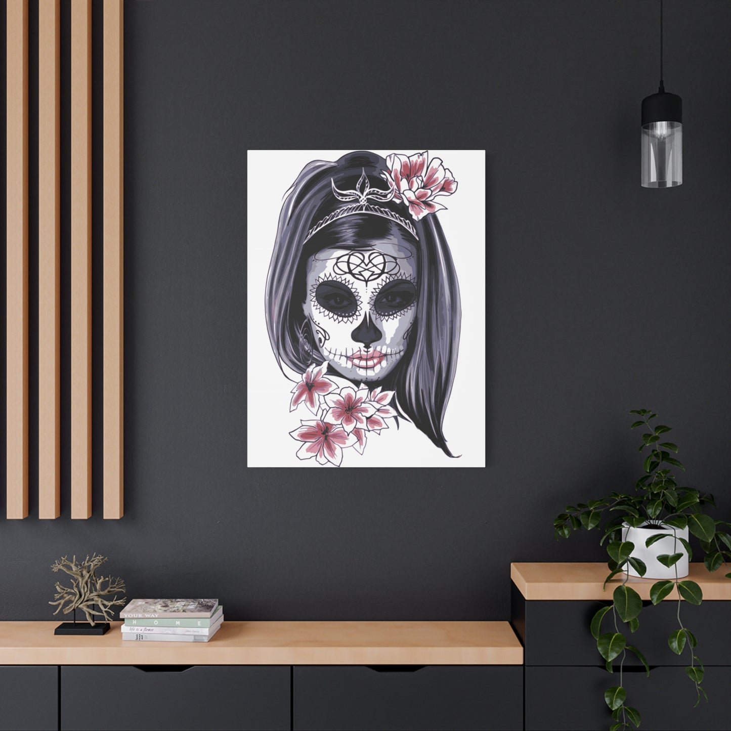 Lady Dead Mask White Matte Canvas, Stretched, 1.25"