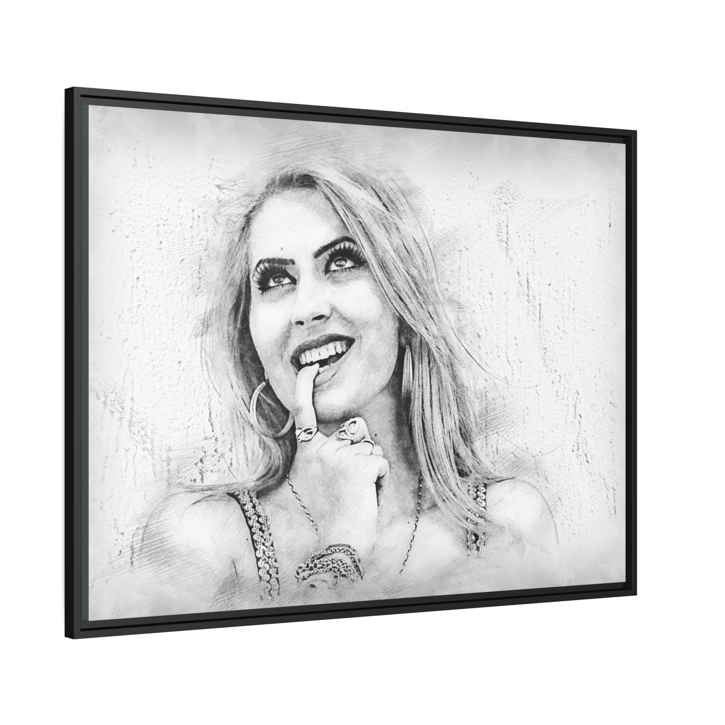 Woman Matte Canvas, Black Frame