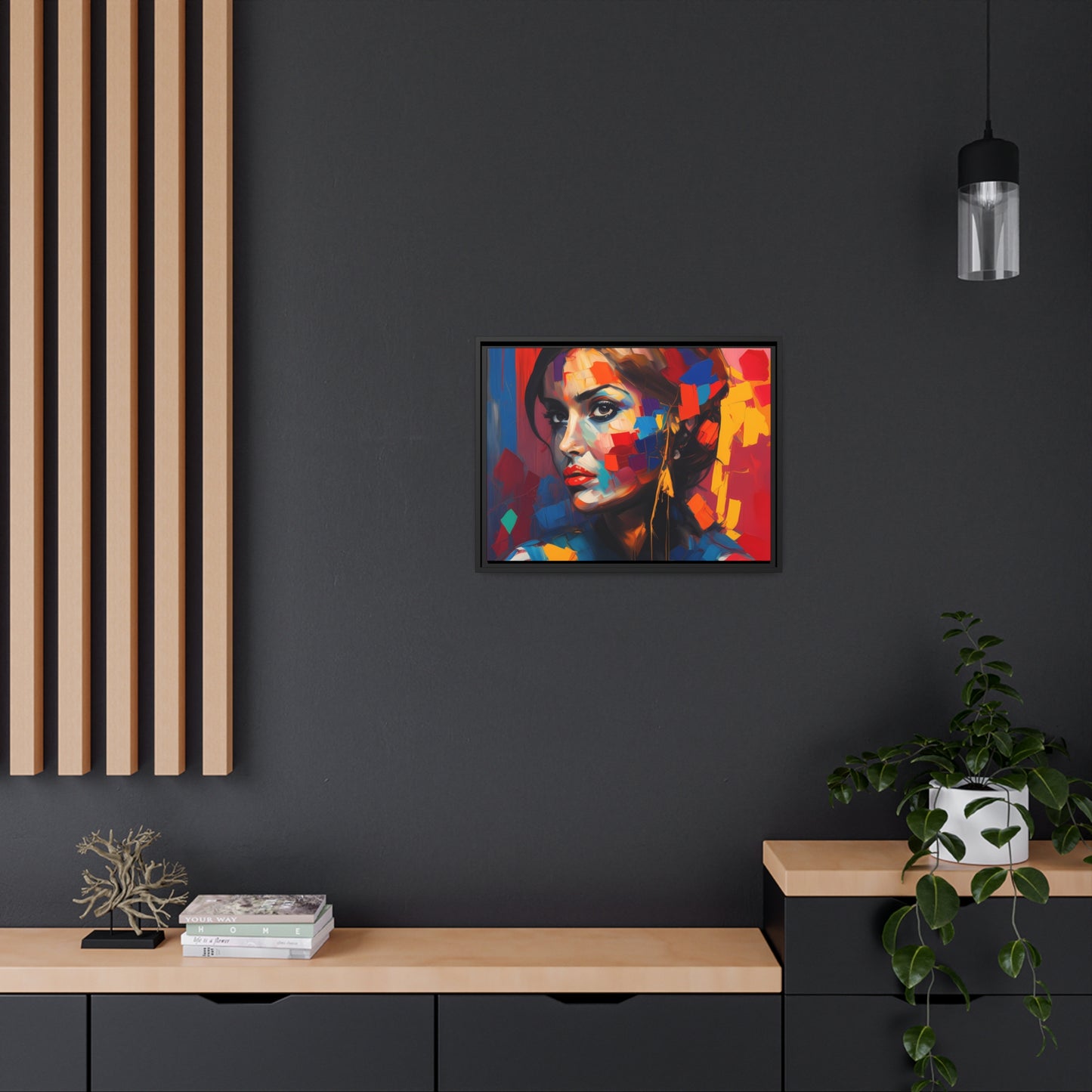Woman AI Gen Matte Canvas, Black Frame
