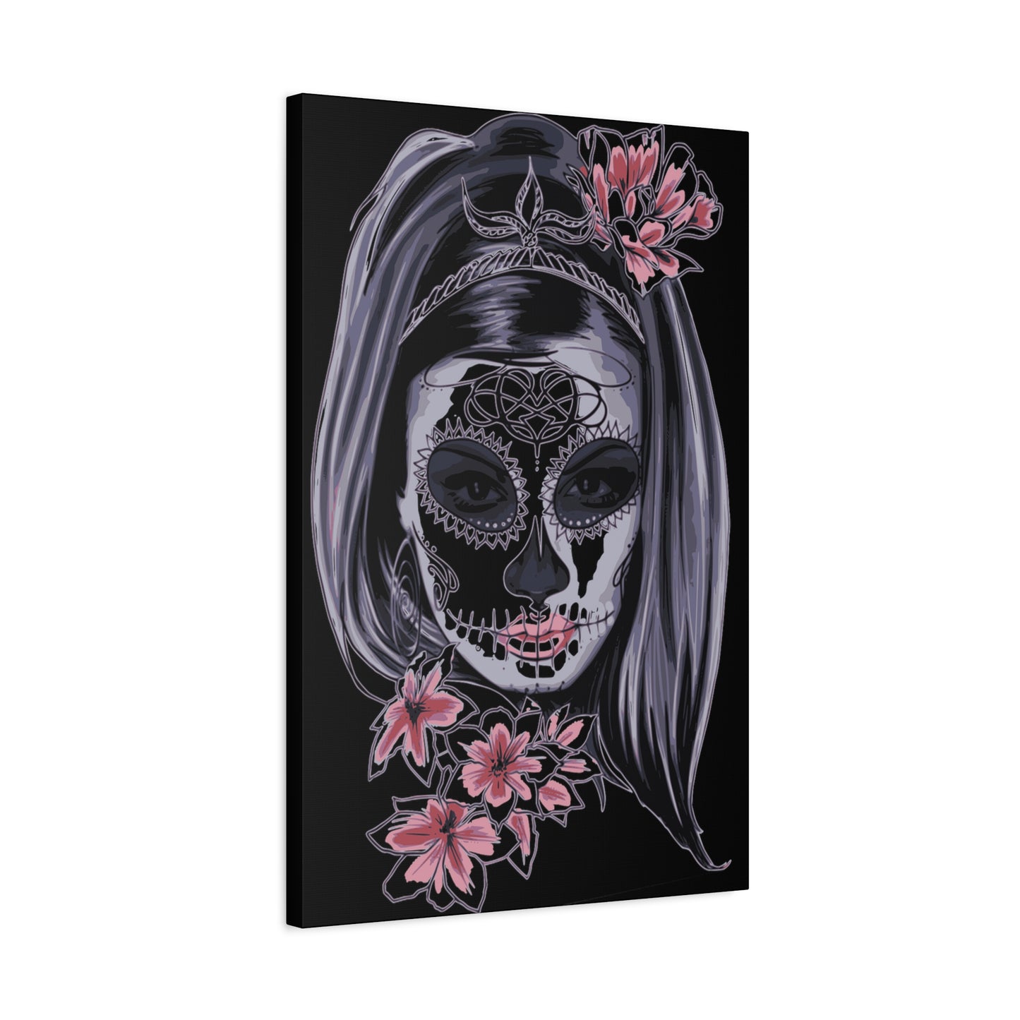 Lady Dead Mask Black Matte Canvas, Stretched, 1.25"