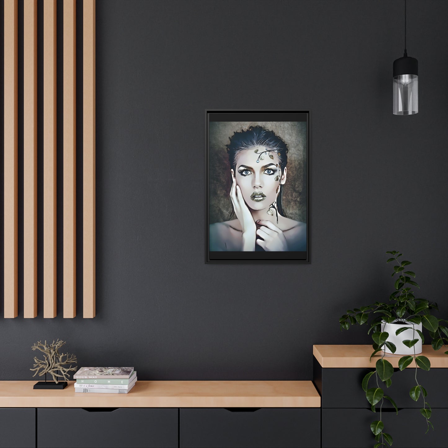 Woman Portrait Matte Canvas, Black Frame