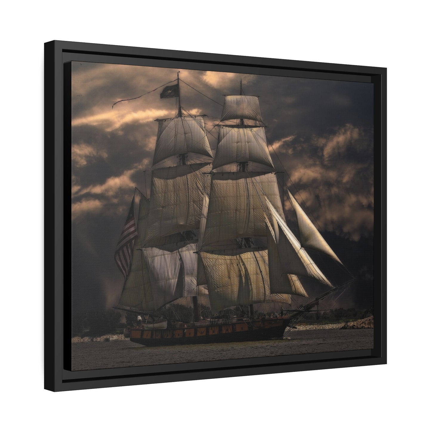 Sailing Ship Matte Canvas, Black Frame