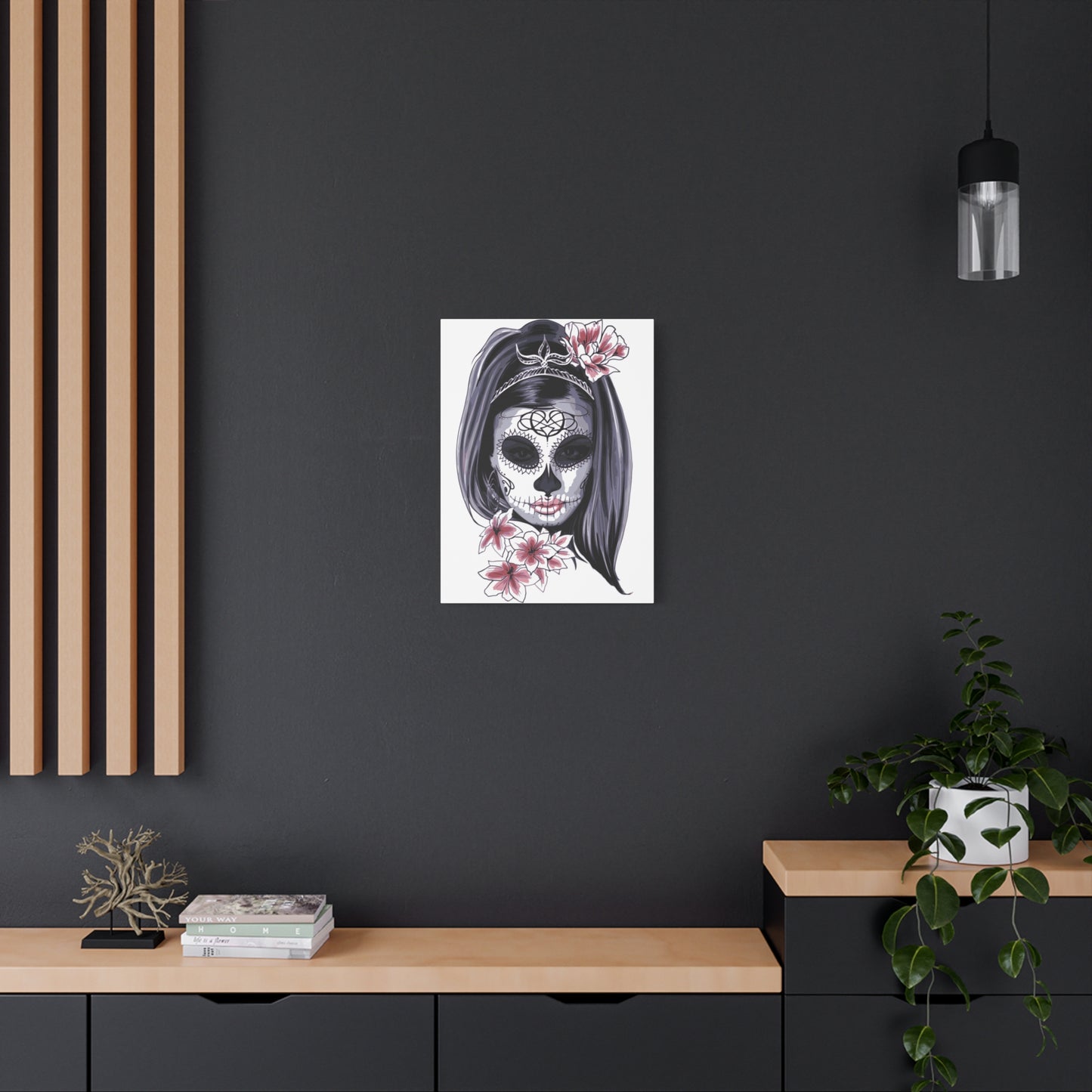 Lady Dead Mask White Matte Canvas, Stretched, 1.25"