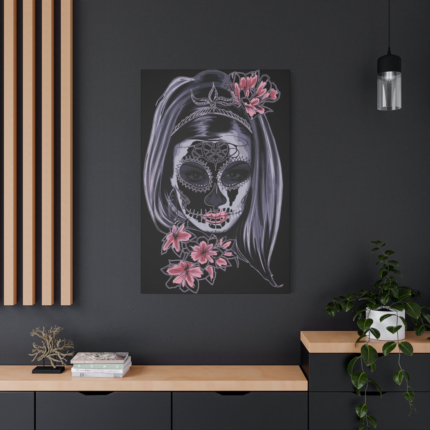 Lady Dead Mask Black Matte Canvas, Stretched, 1.25"