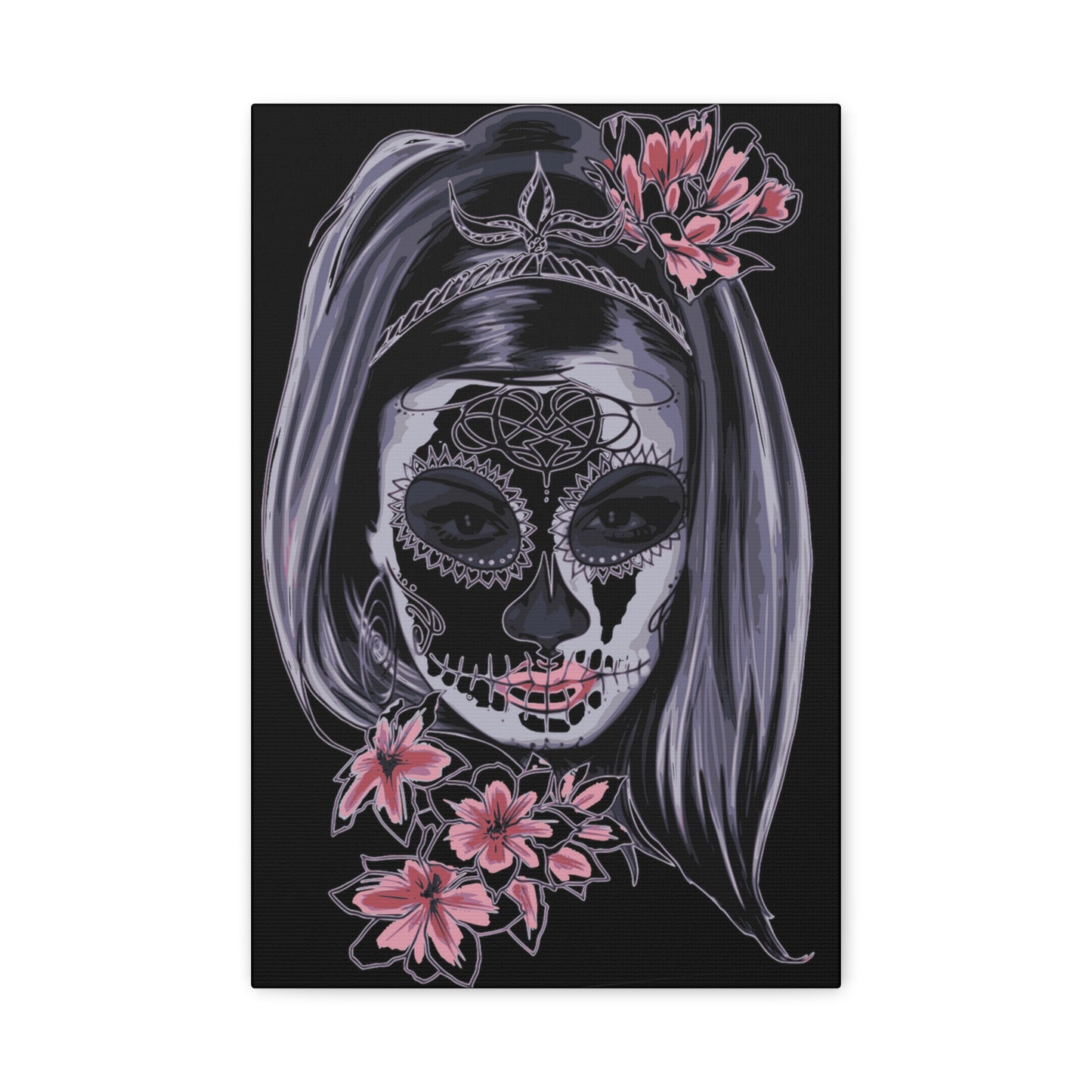 Lady Dead Mask Black Matte Canvas, Stretched, 1.25"