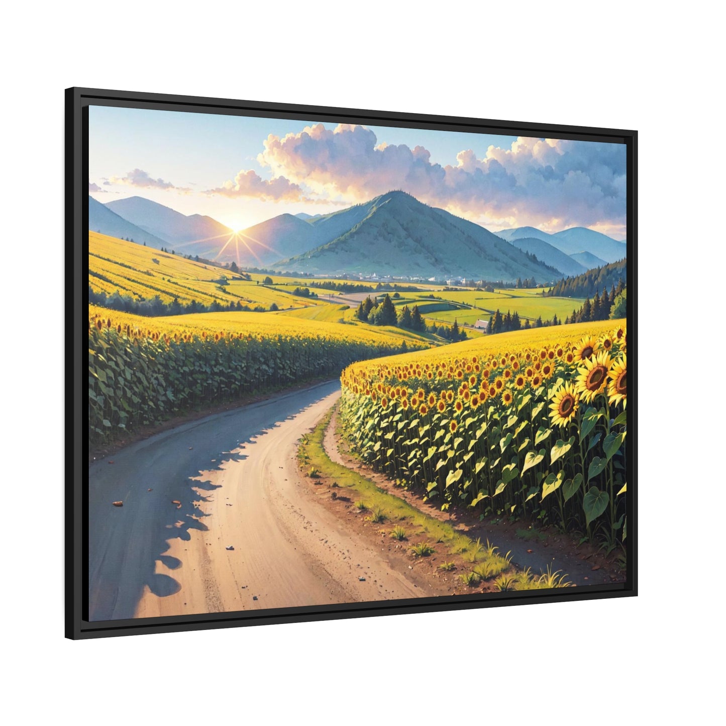 Sunflowers AI Gen Matte Canvas, Black Frame