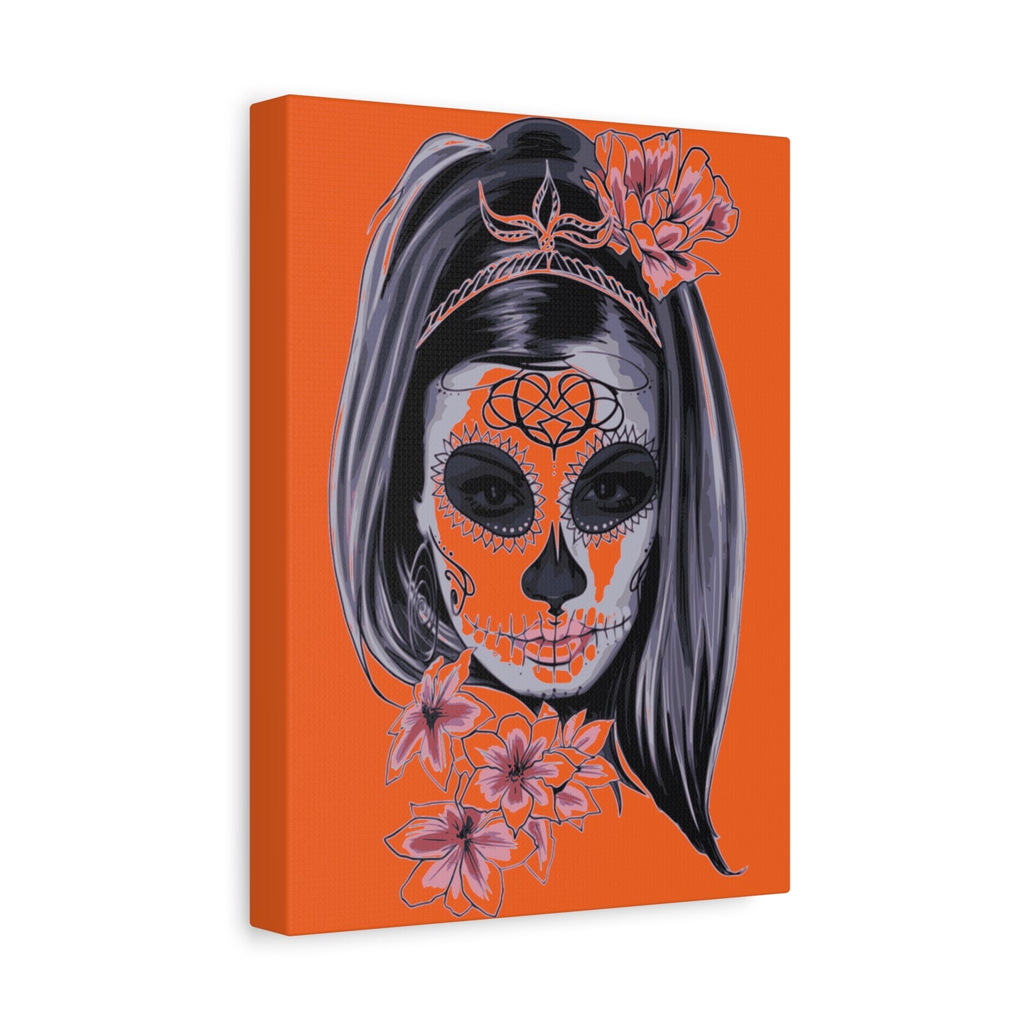 Lady Dead Mask Orange Matte Canvas, Stretched, 1.25"