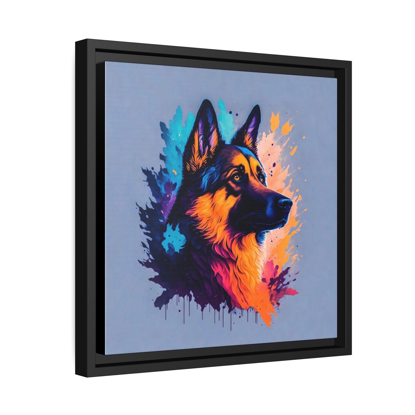 Shepherd Dog Matte Canvas, Black Frame