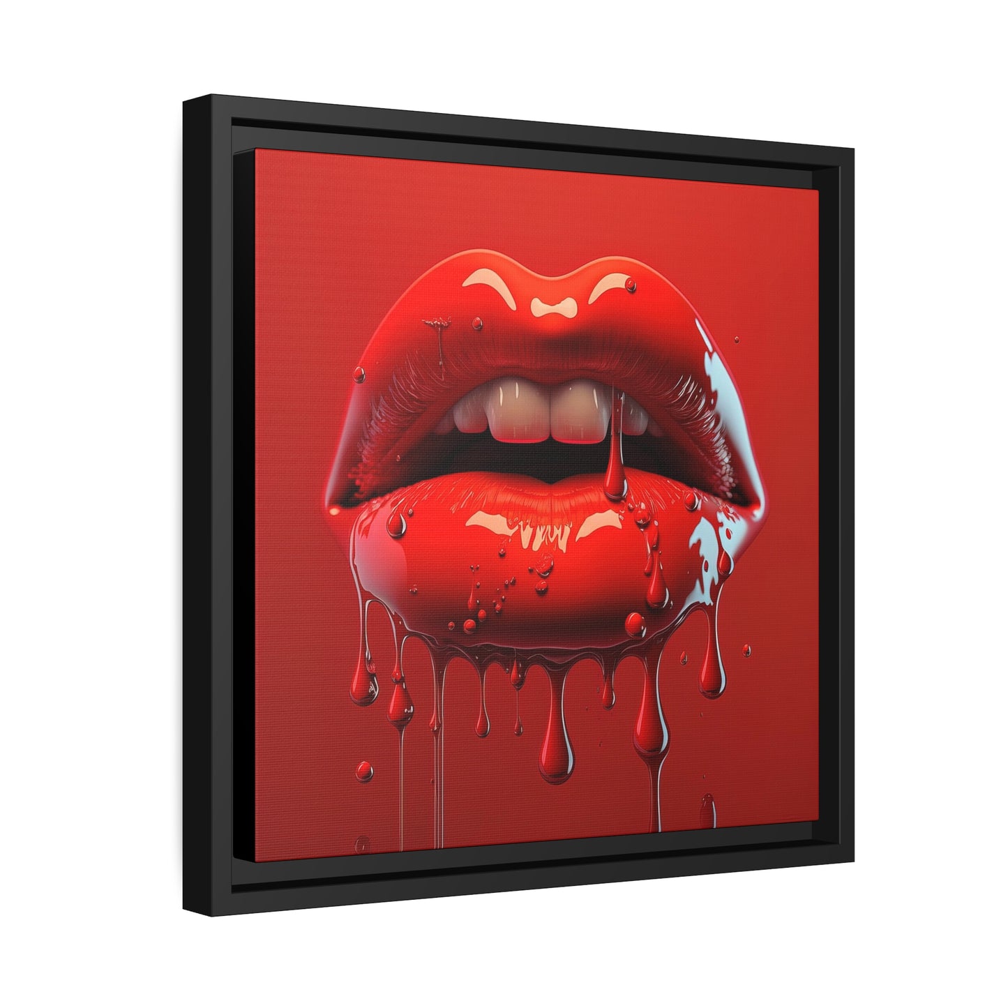 Bloody Lips Matte Canvas, Black Frame