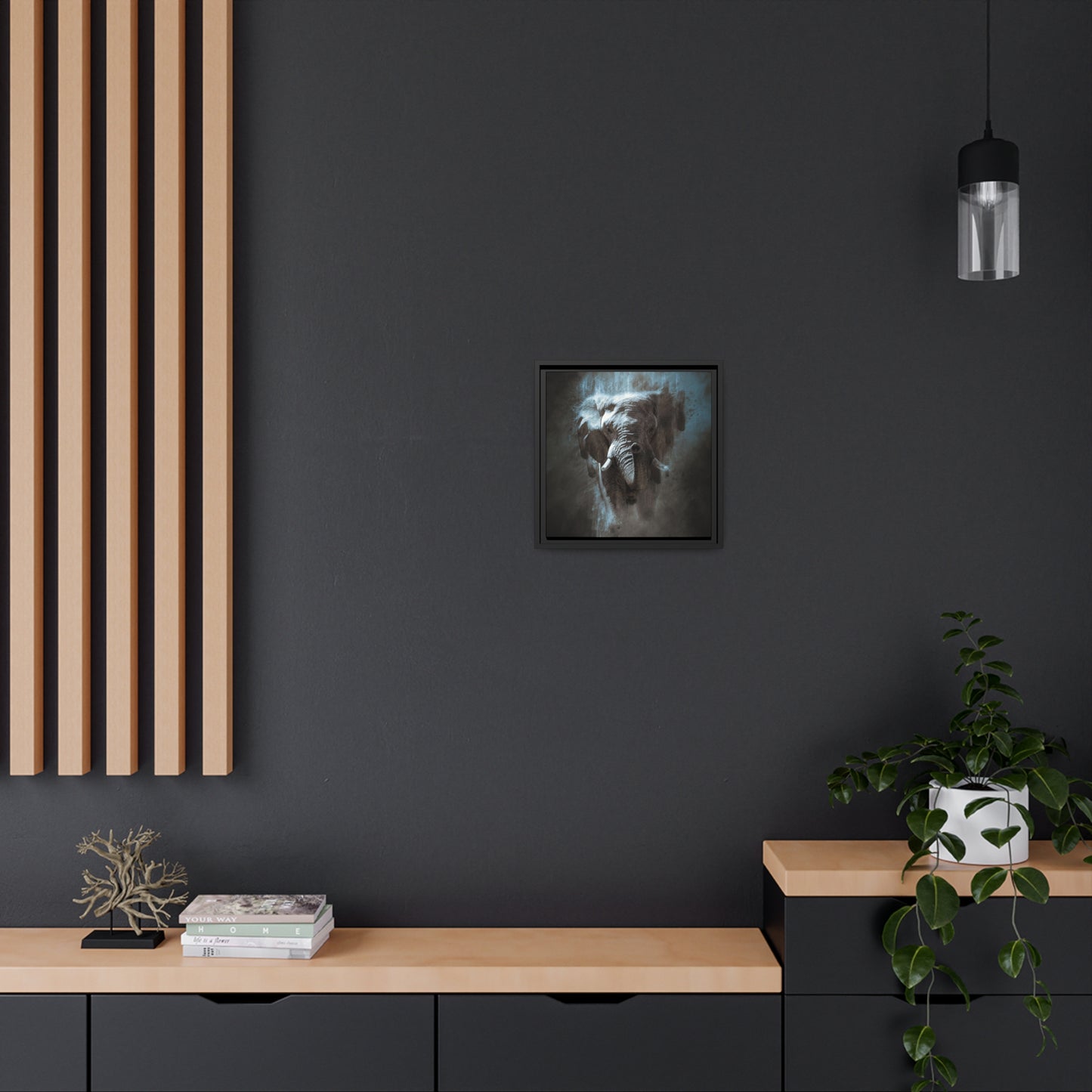Elephant AI Gen Matte Canvas, Black Frame