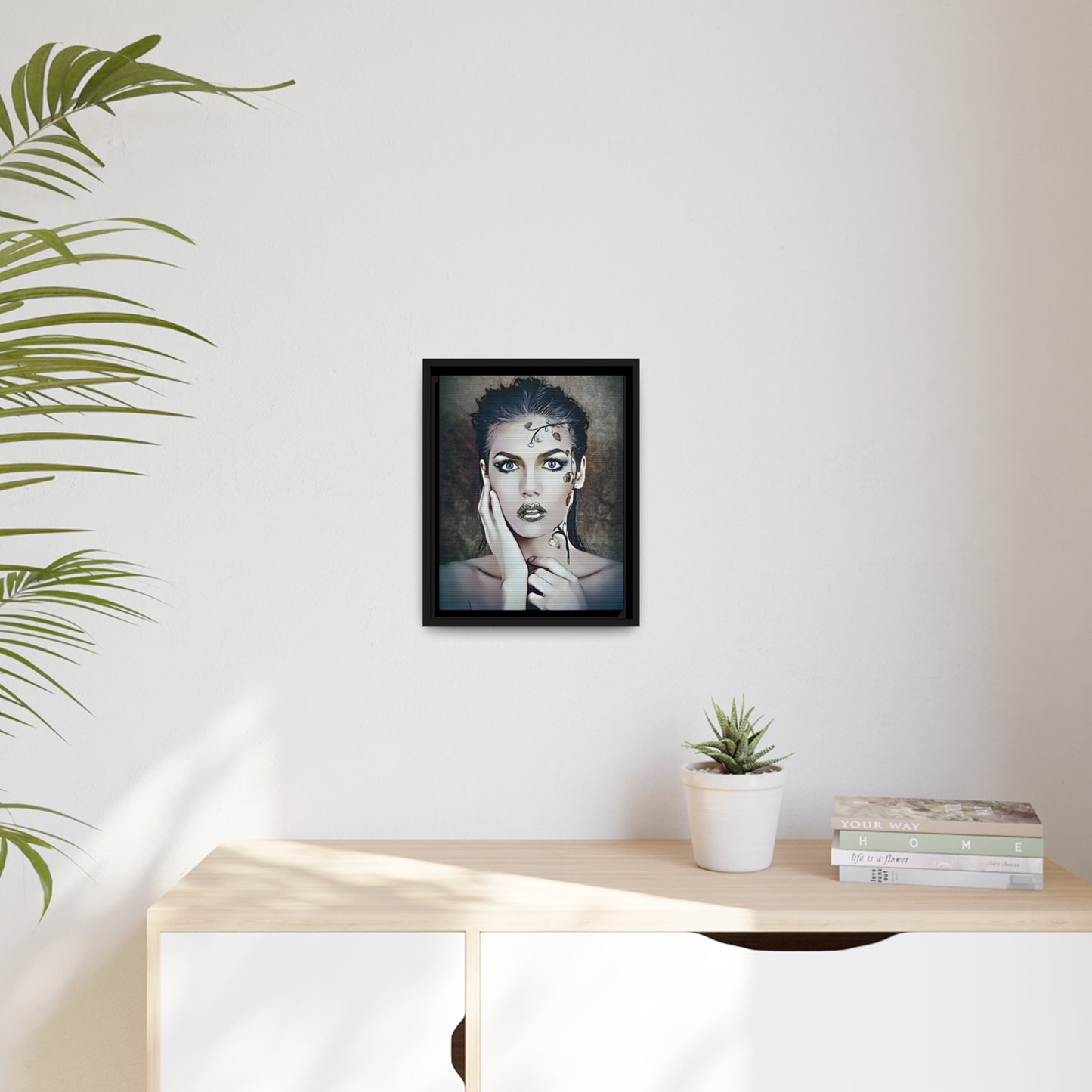 Woman Portrait Matte Canvas, Black Frame