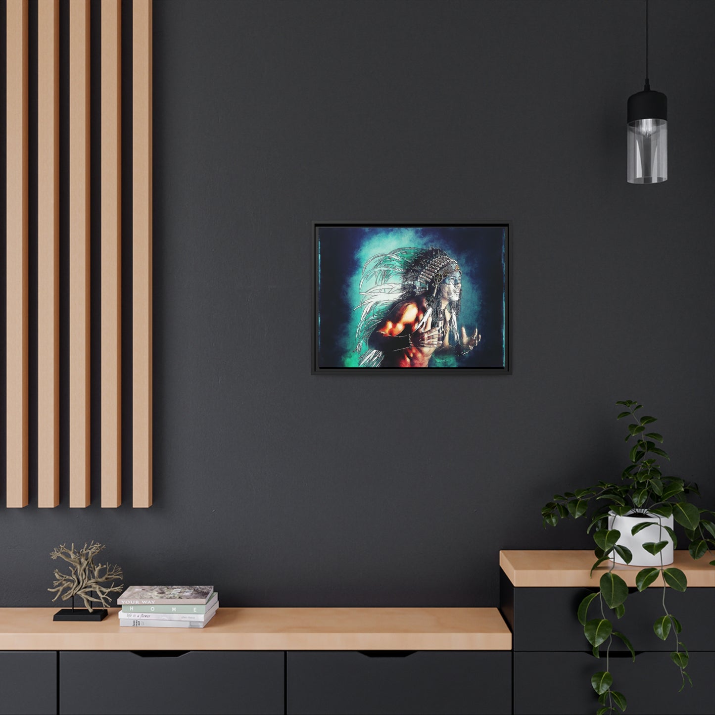First Nation Man Matte Canvas, Black Frame