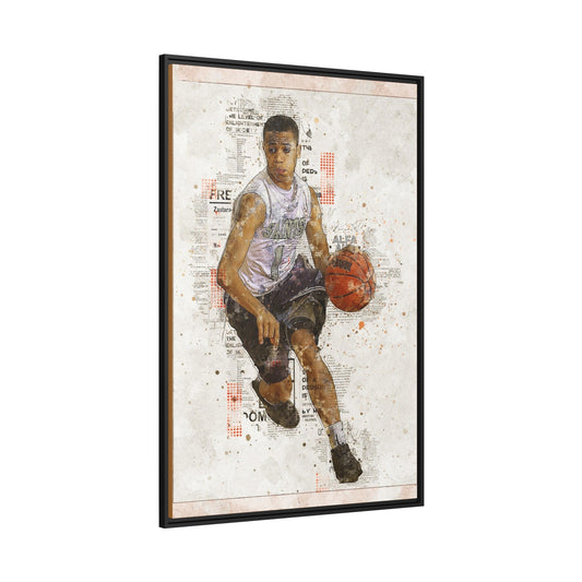 Basket Ball Matte Canvas, Black Frame