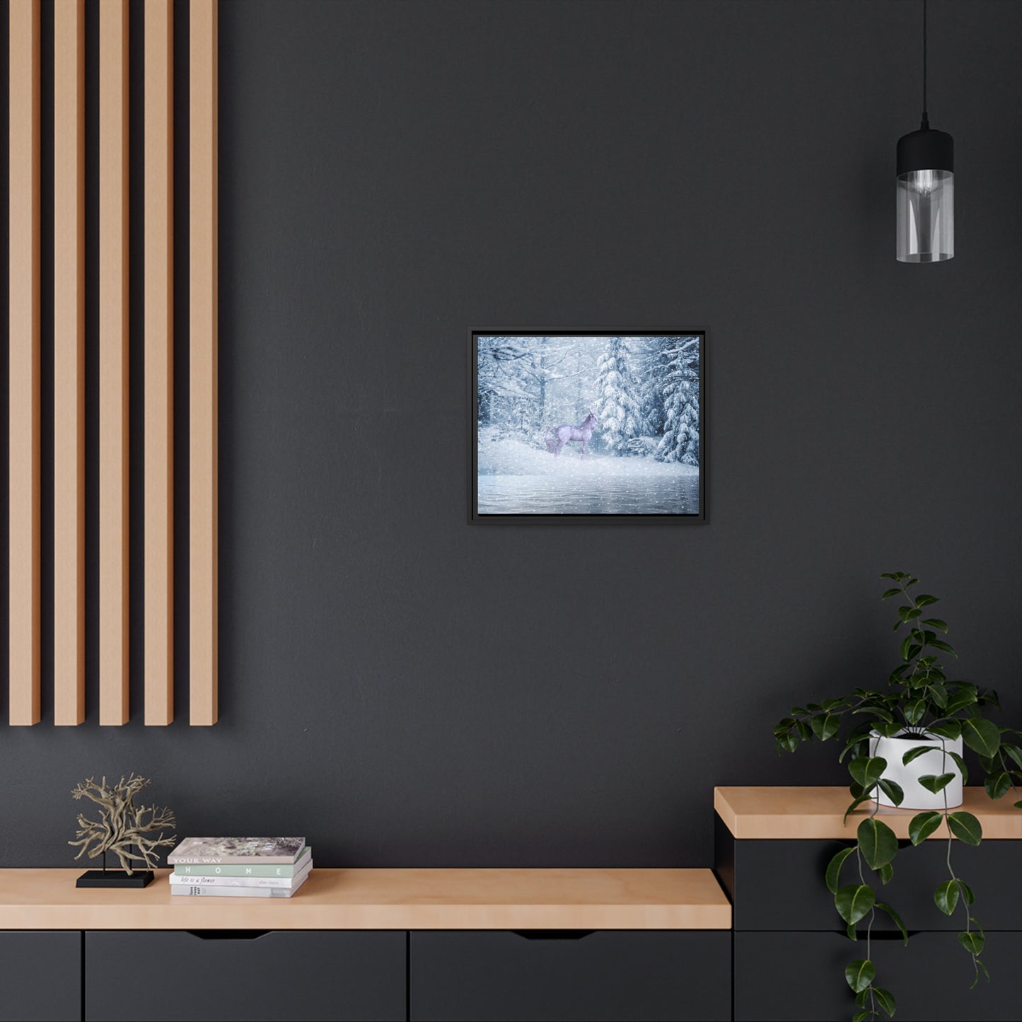 Mystic Unicorn Matte Canvas, Black Frame