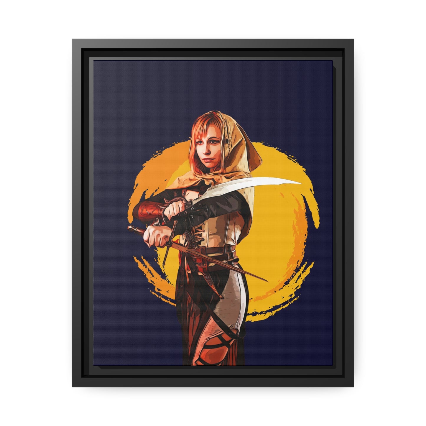 Cosplay Woman Warrior Matte Canvas, Black Frame