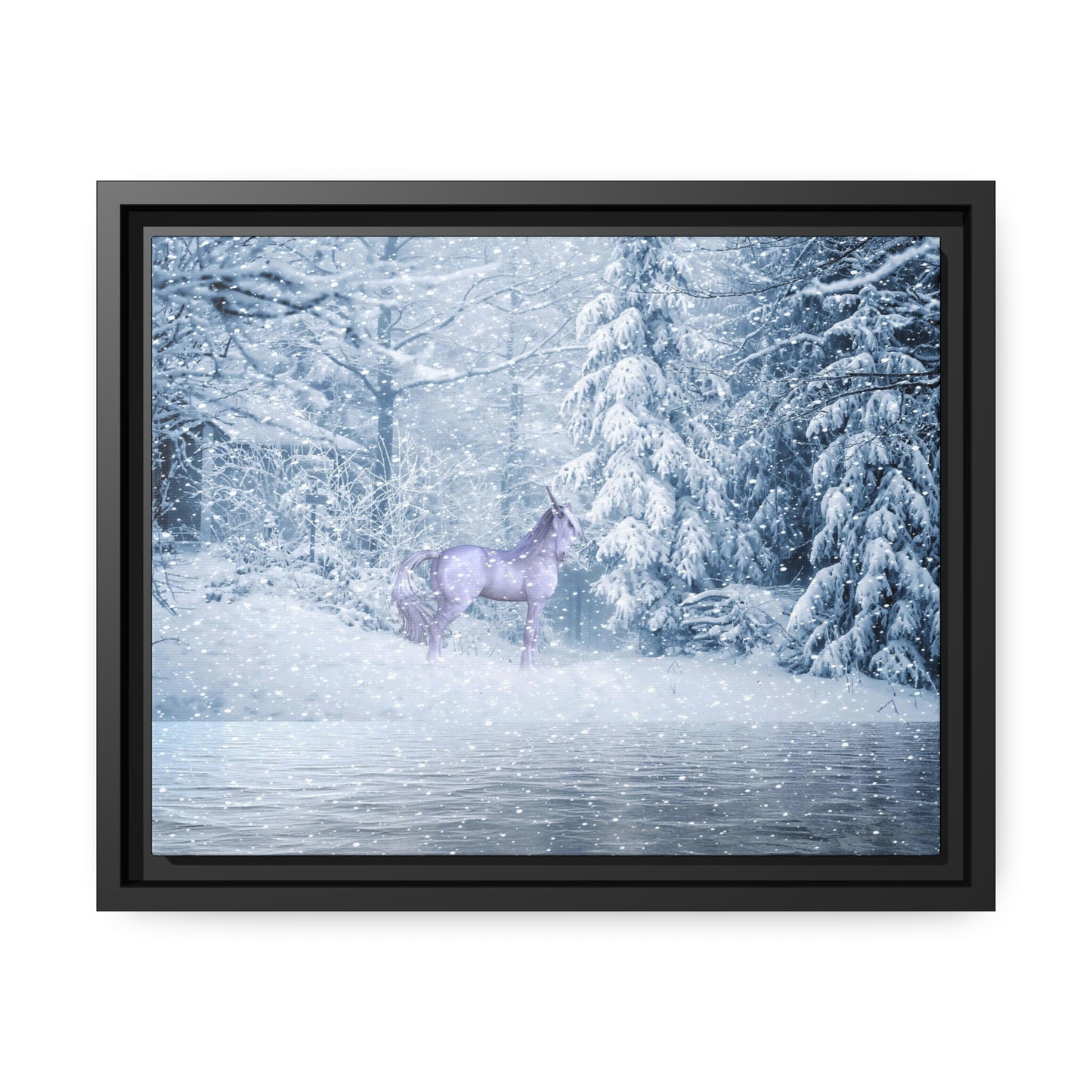 Mystic Unicorn Matte Canvas, Black Frame