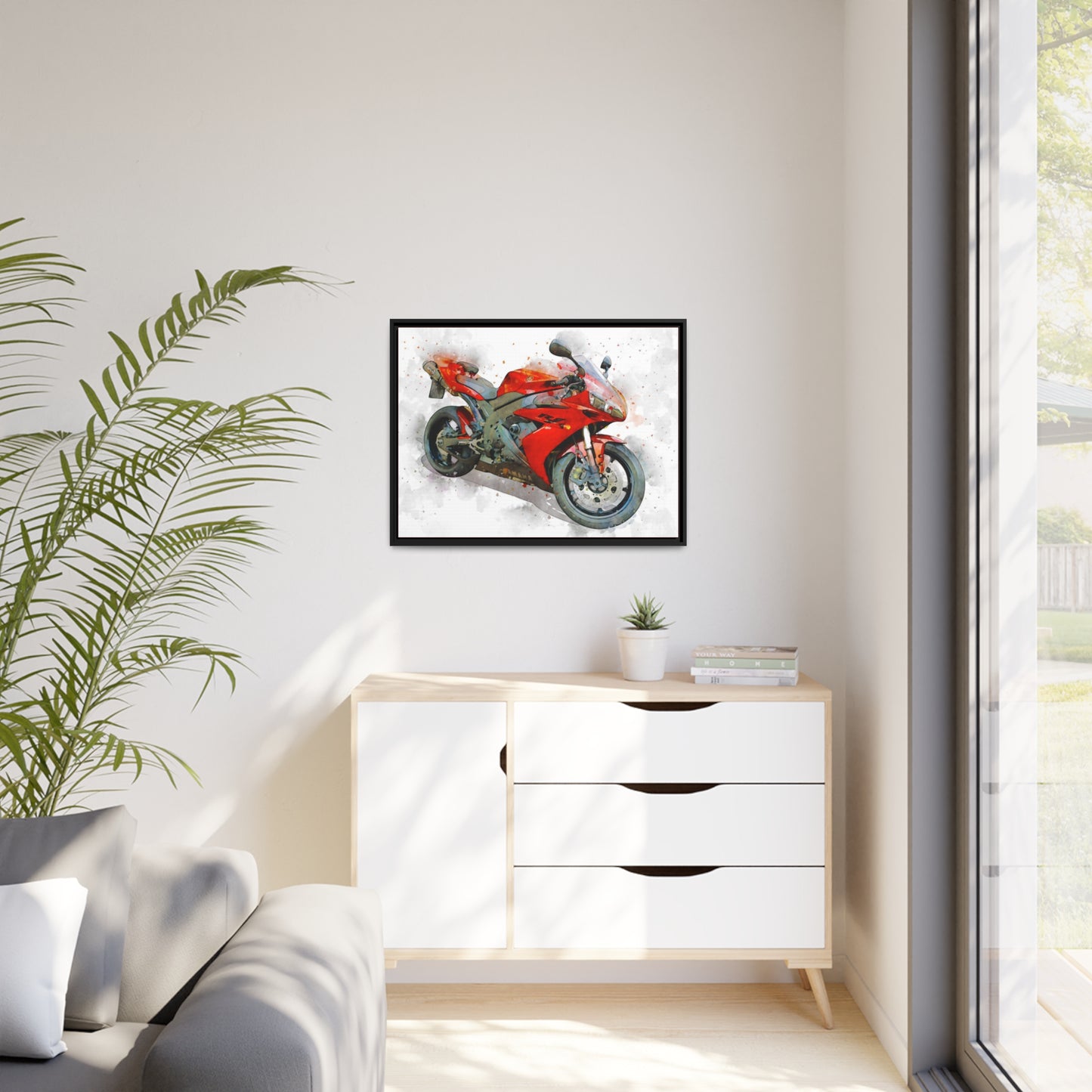 Yamaha R1 Matte Canvas, Black Frame
