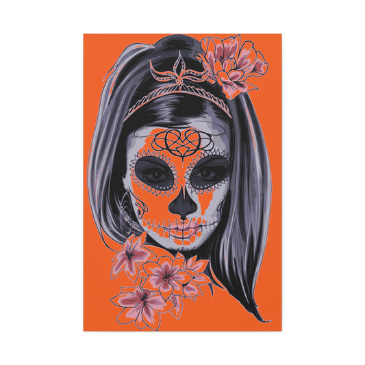 Lady Dead Mask Orange Matte Canvas, Stretched, 1.25"