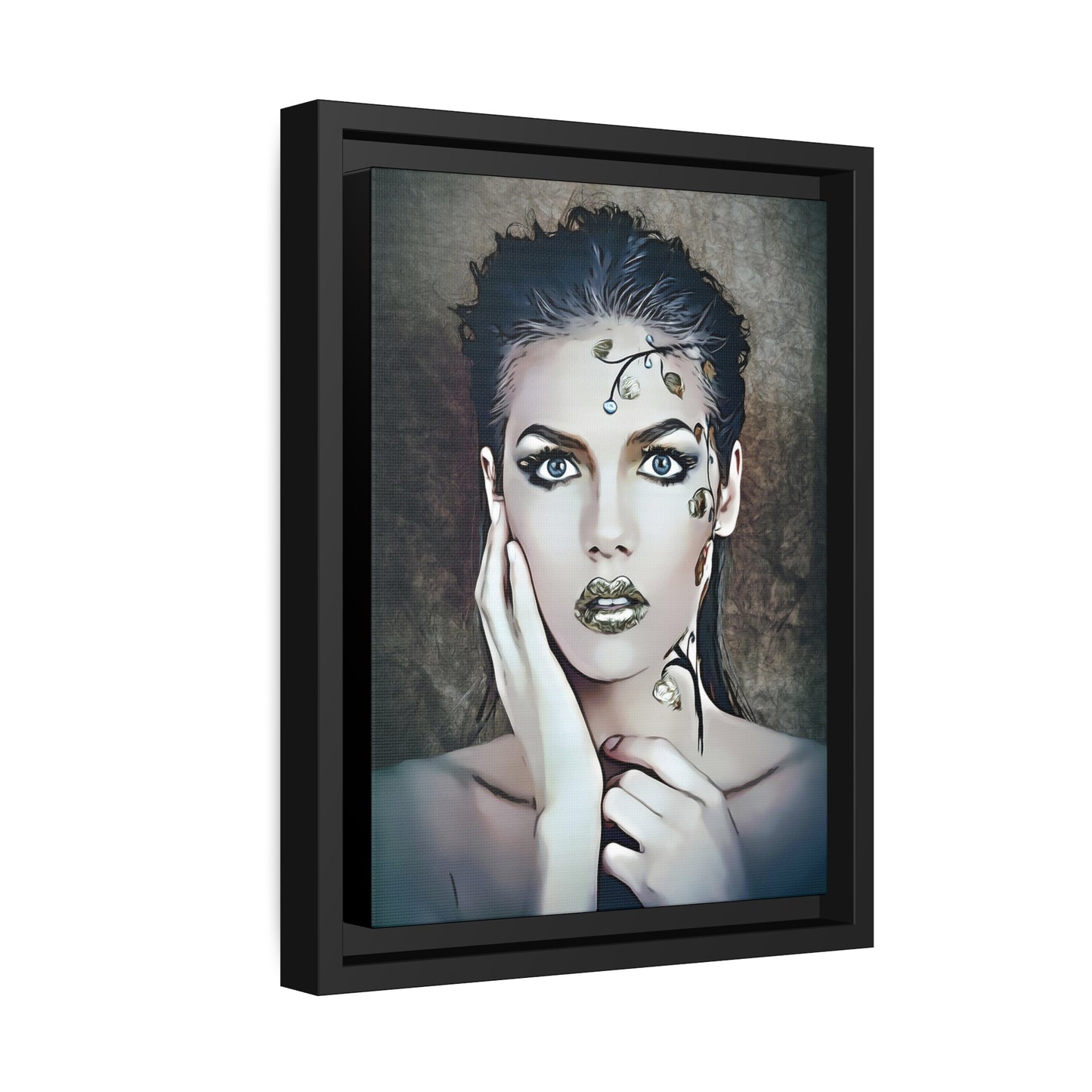 Woman Portrait Matte Canvas, Black Frame