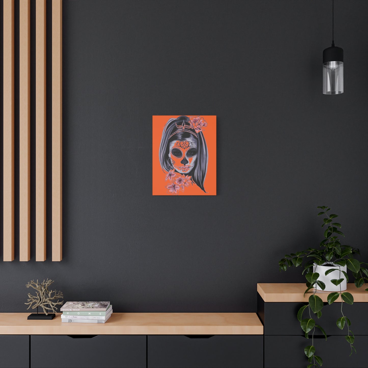 Lady Dead Mask Orange Matte Canvas, Stretched, 1.25"