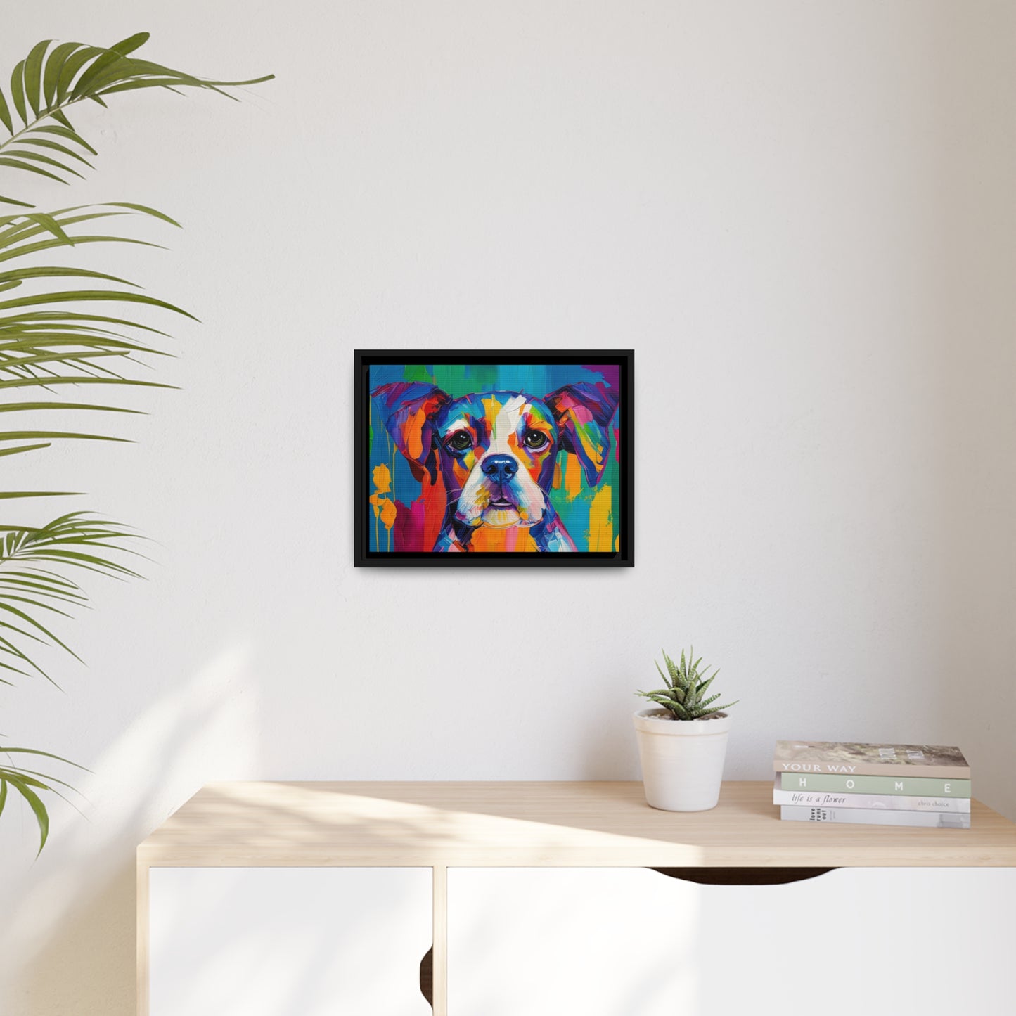 Dog AI Gen Matte Canvas, Black Frame