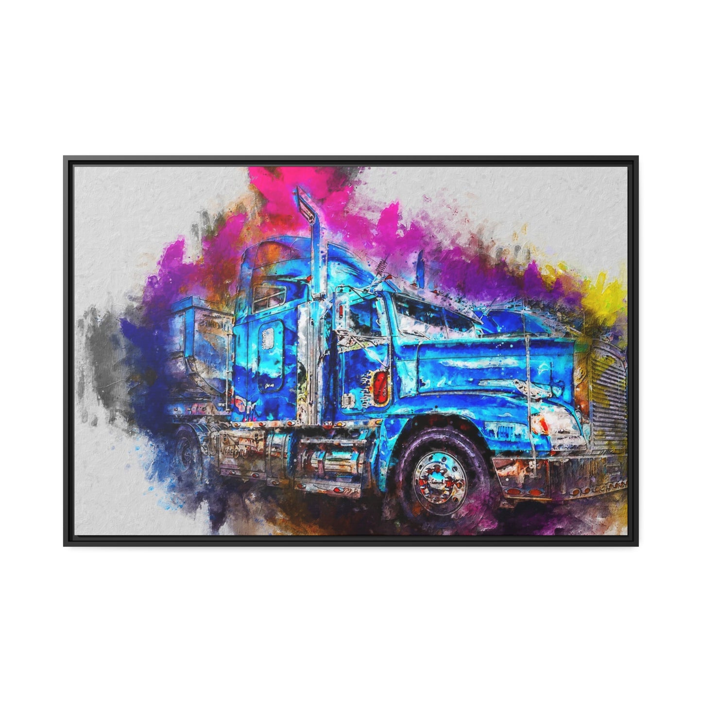 Truck AI Gen Matte Canvas, Black Frame