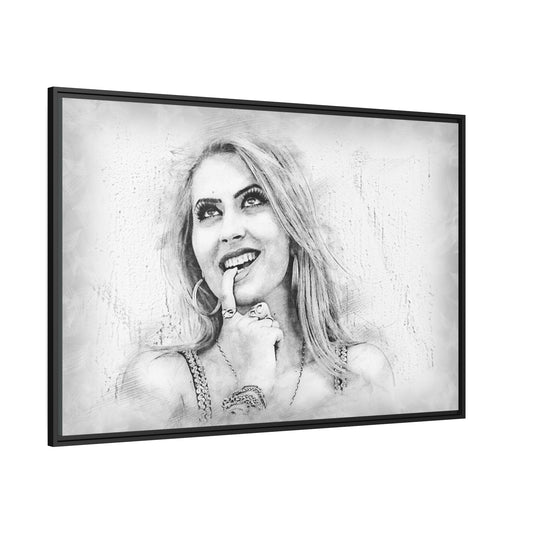 Woman Matte Canvas, Black Frame
