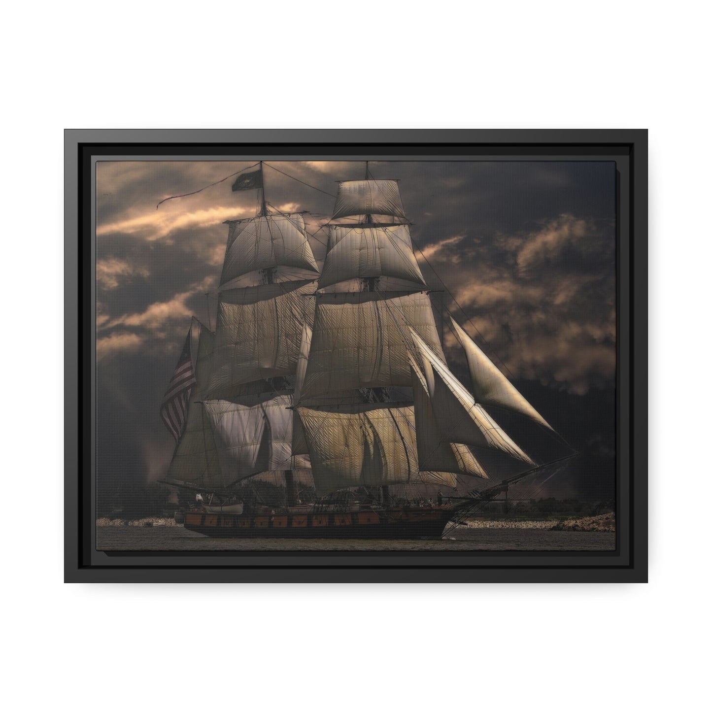 Sailing Ship Matte Canvas, Black Frame