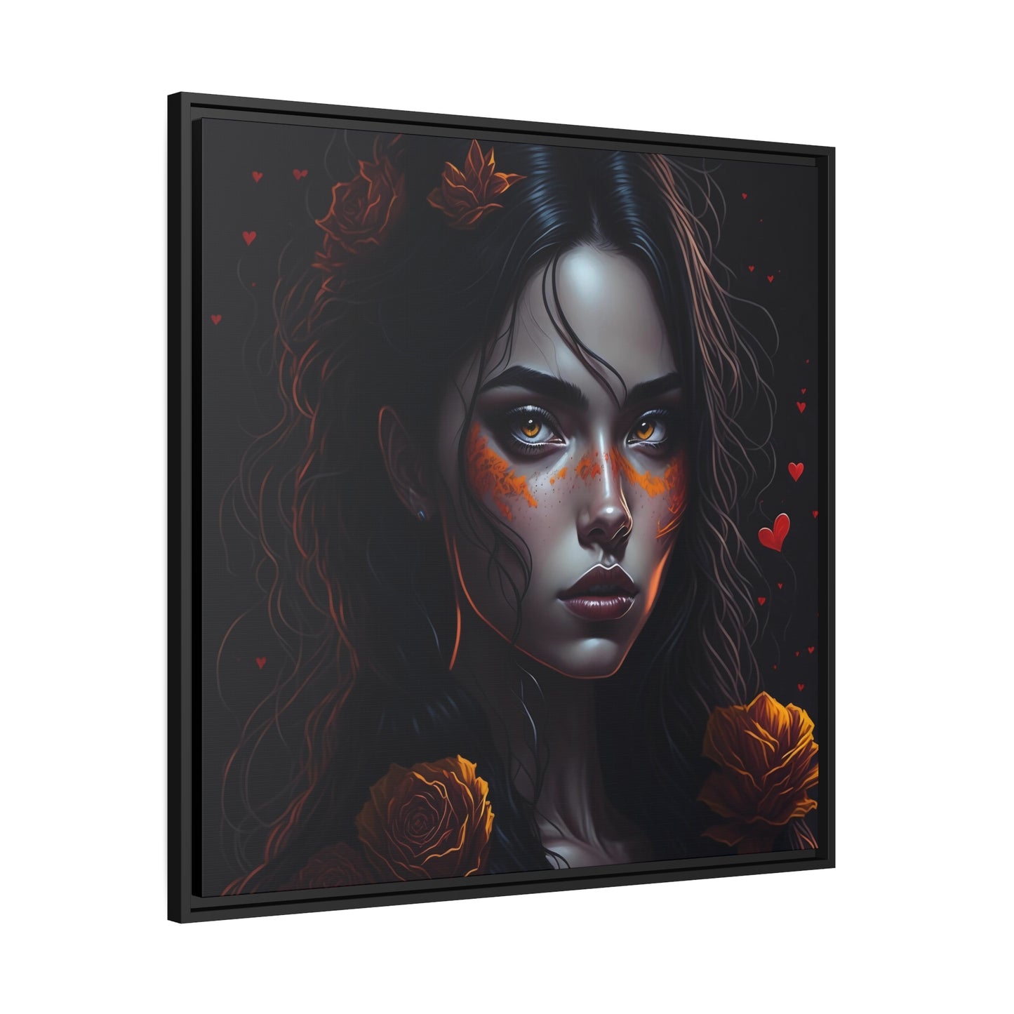Woman AI Gen Matte Canvas, Black Frame