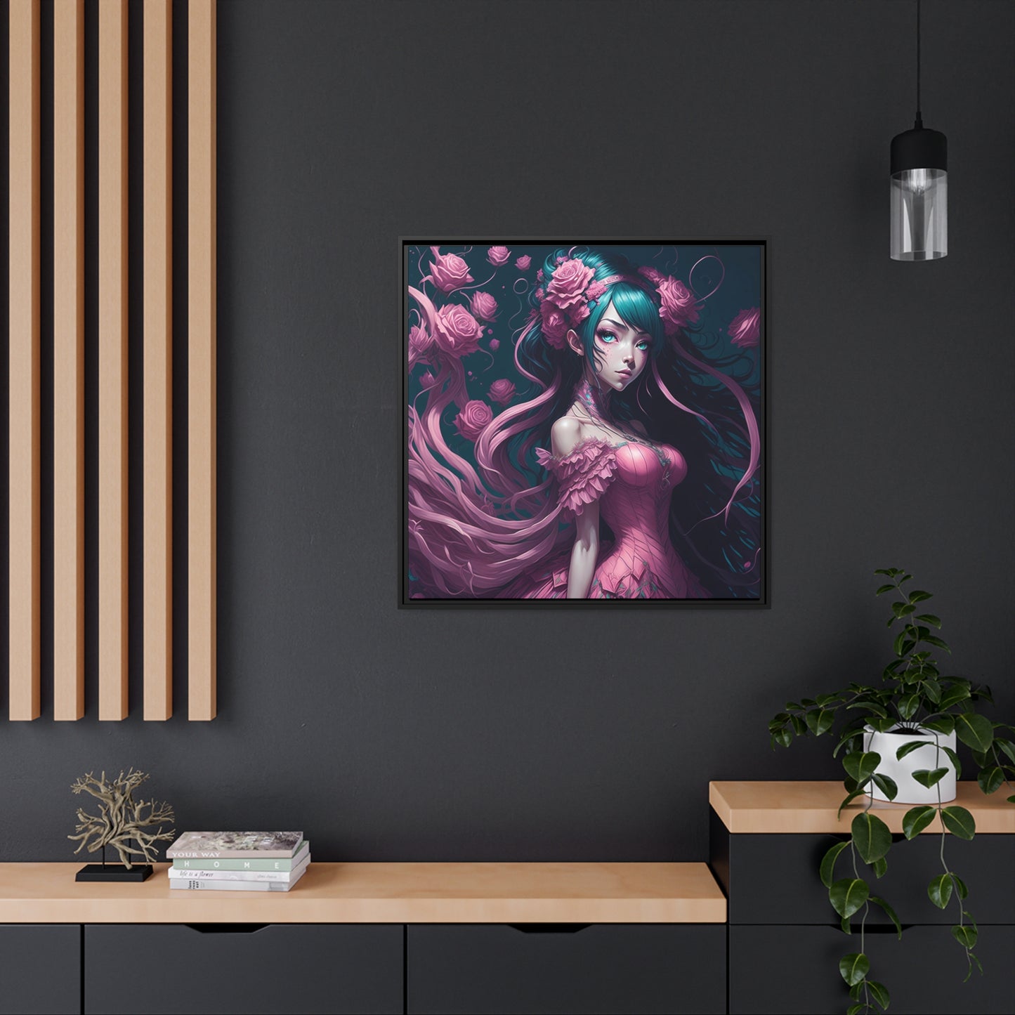 Lady Rose AI Gen Matte Canvas, Black Frame