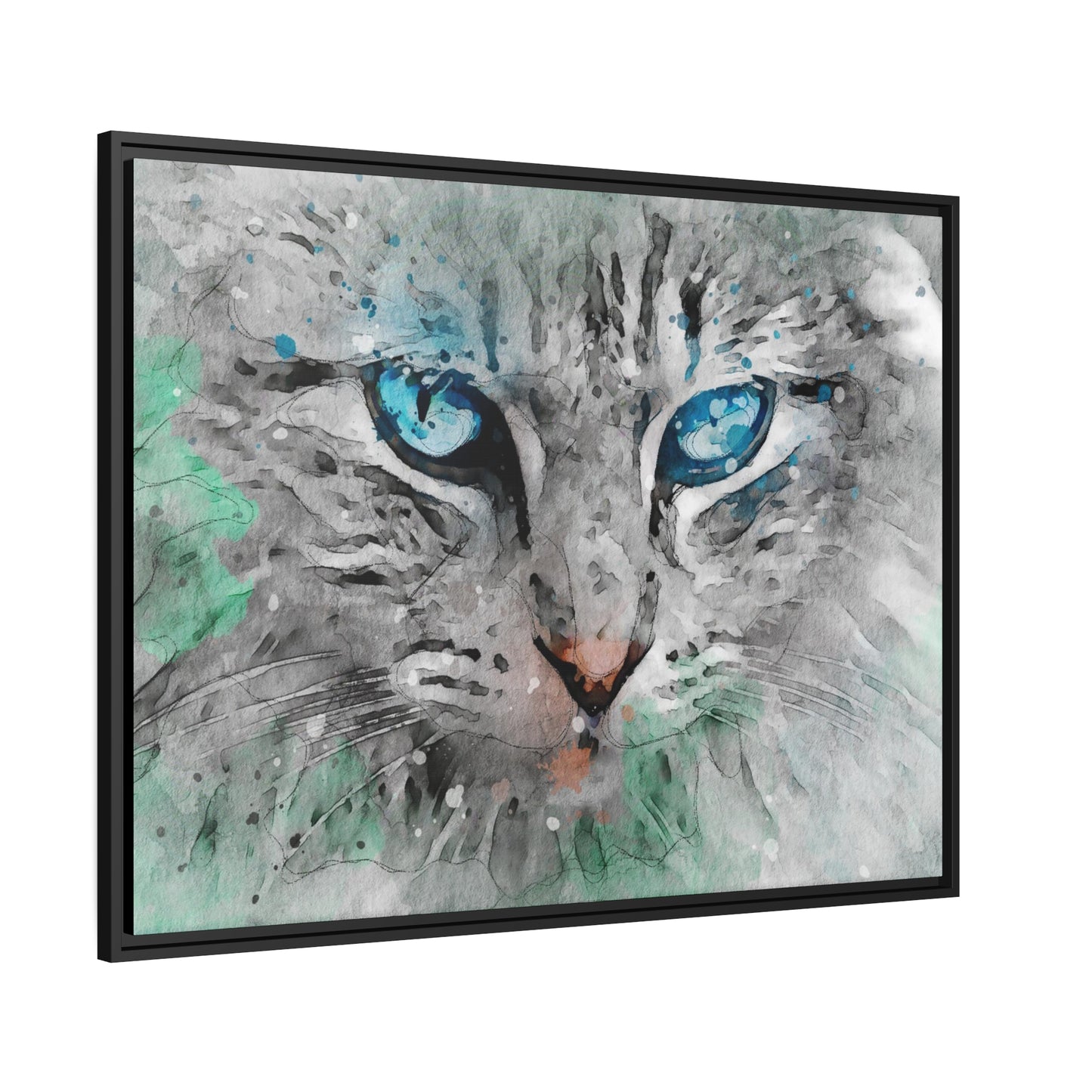 Cat Matte Canvas, Black Frame