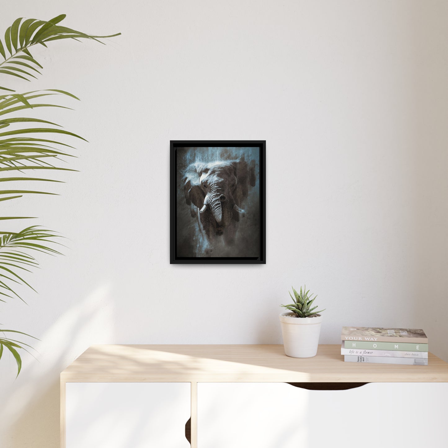 Elephant AI Gen Matte Canvas, Black Frame