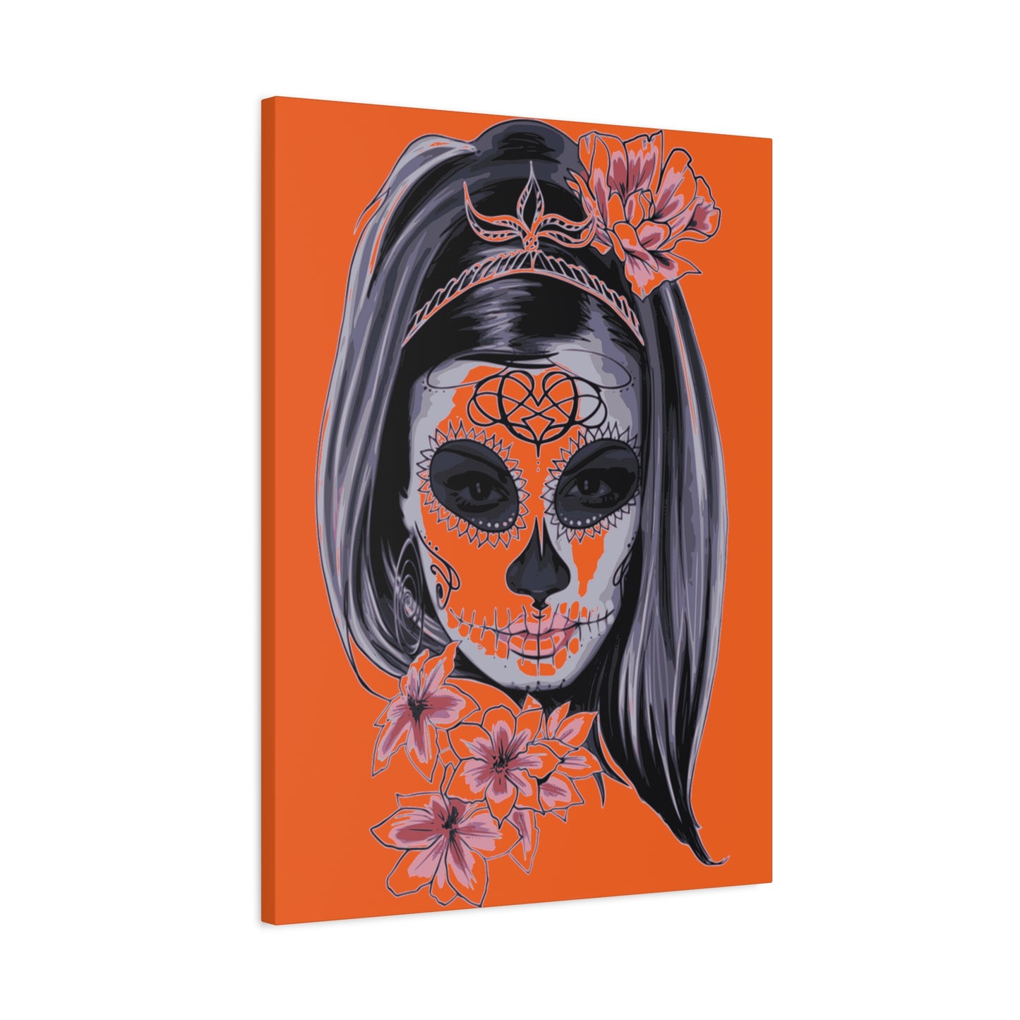 Lady Dead Mask Orange Matte Canvas, Stretched, 1.25"