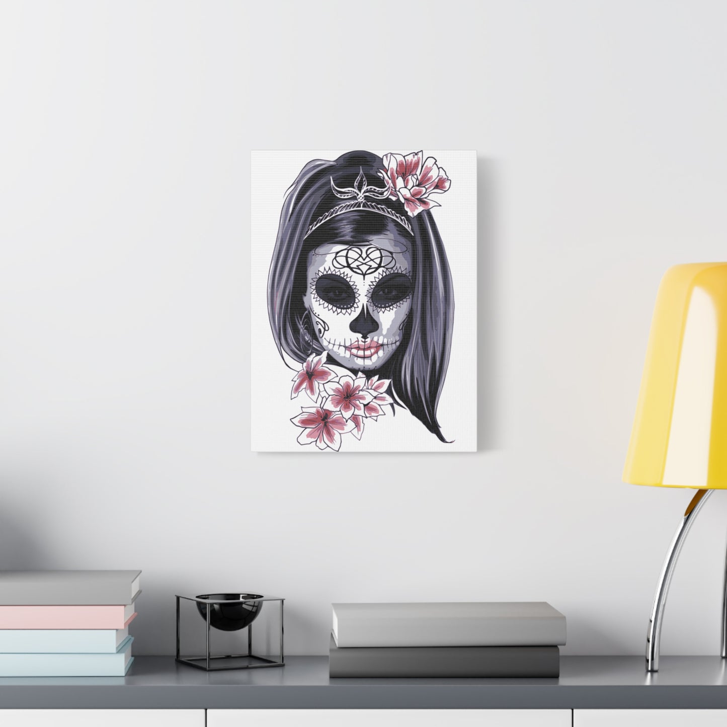 Lady Dead Mask White Matte Canvas, Stretched, 1.25"
