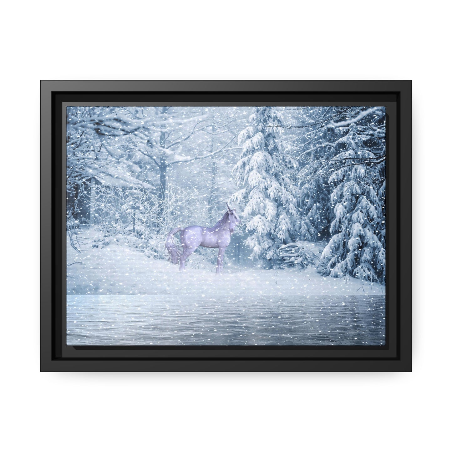 Mystic Unicorn Matte Canvas, Black Frame
