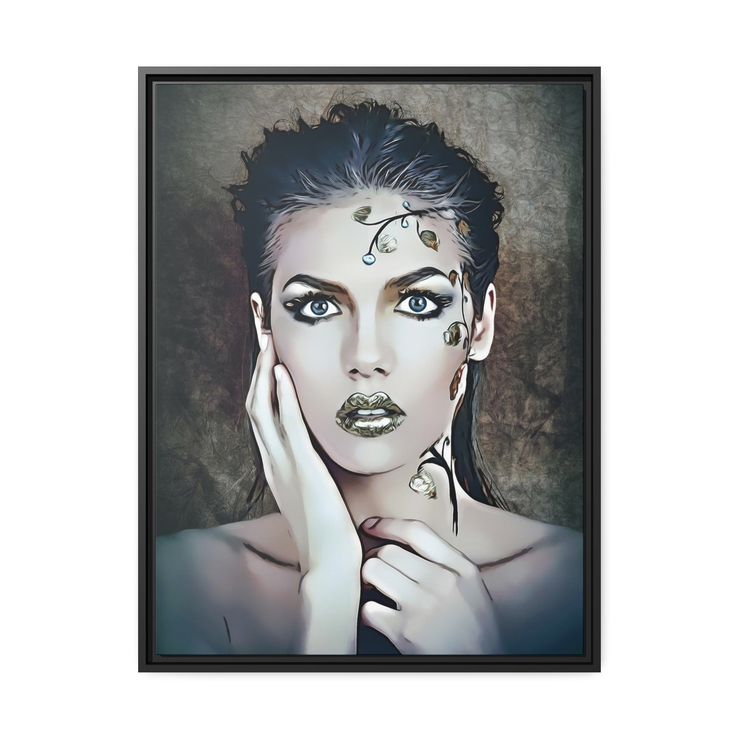 Woman Portrait Matte Canvas, Black Frame