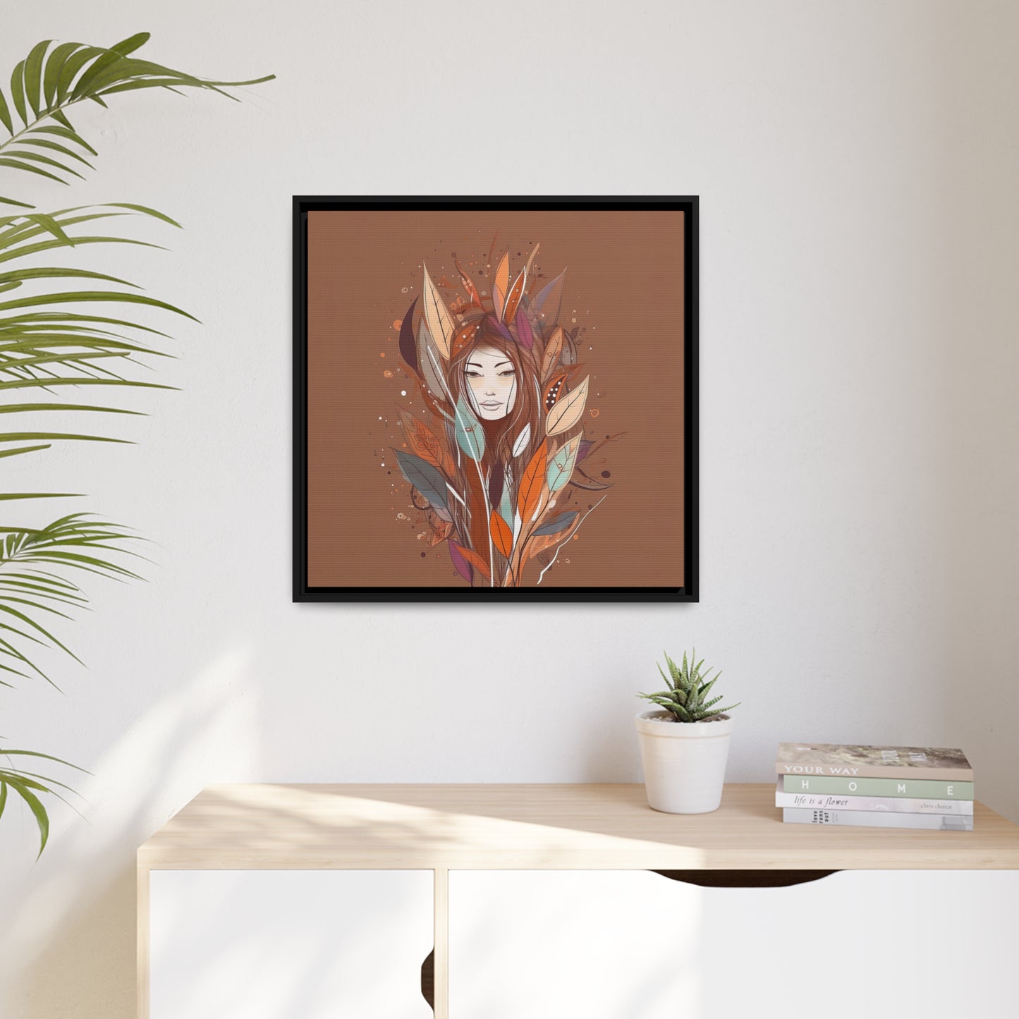 Women Flowers Matte Canvas, Black Frame