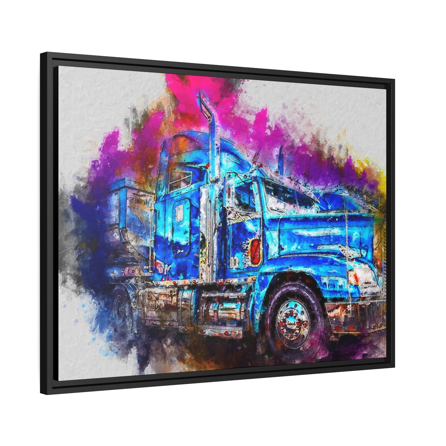 Truck AI Gen Matte Canvas, Black Frame