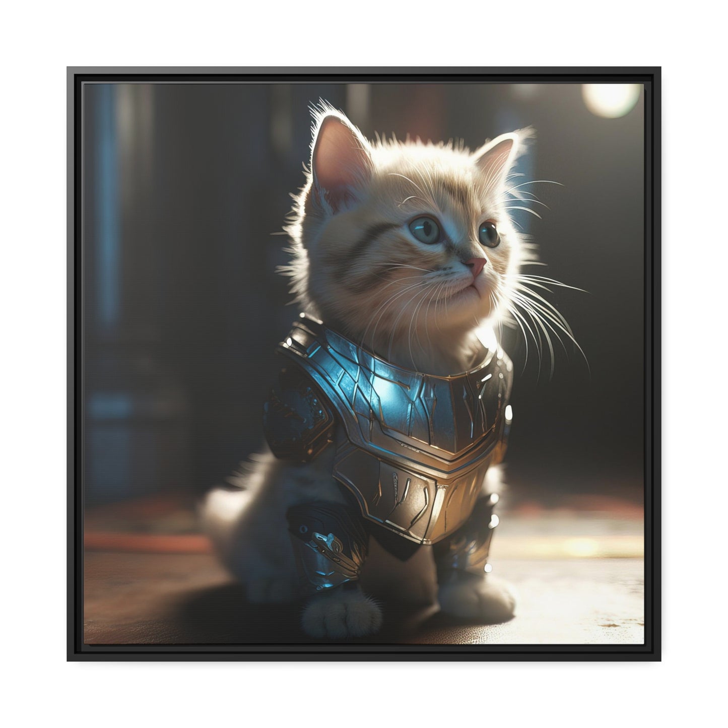Thunder Kitten Matte Canvas, Black Frame