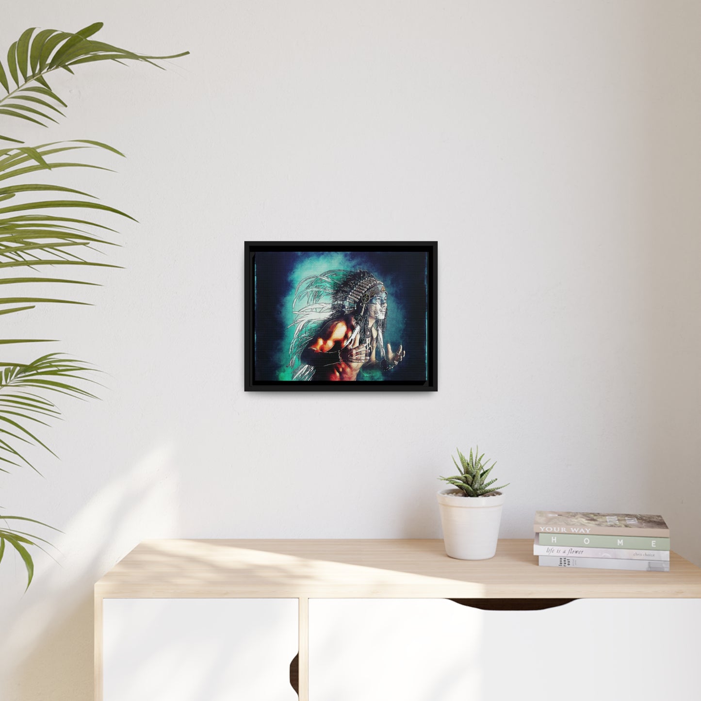 First Nation Man Matte Canvas, Black Frame