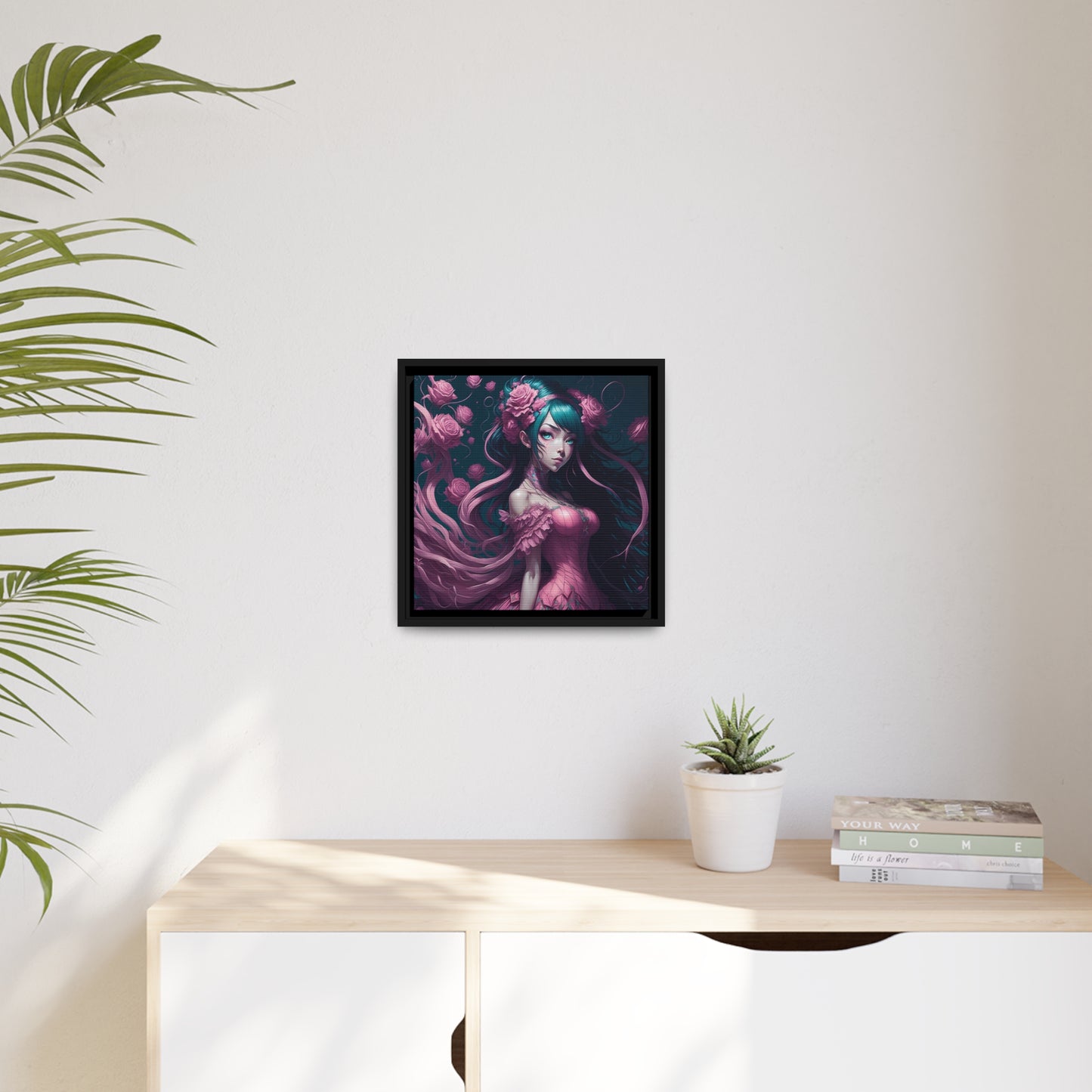 Lady Rose AI Gen Matte Canvas, Black Frame
