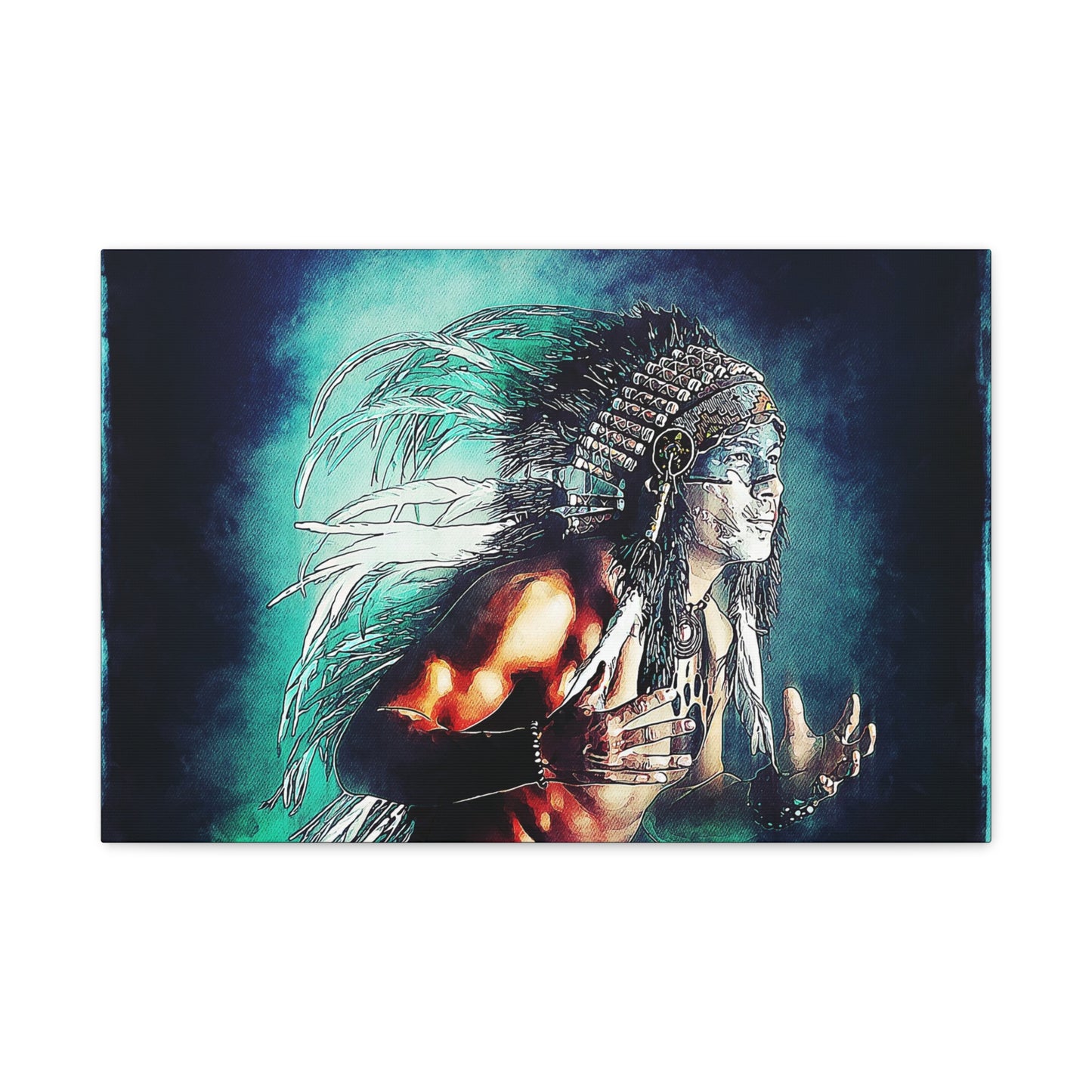 First Nation Man Matte Canvas, Stretched, 1.25"