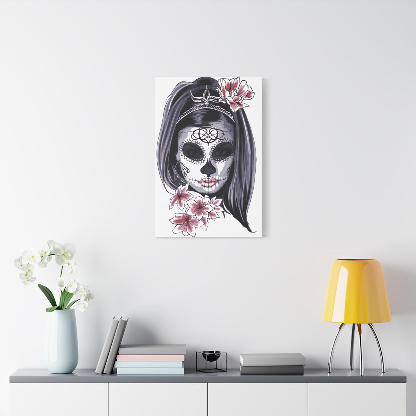 Lady Dead Mask White Matte Canvas, Stretched, 1.25"