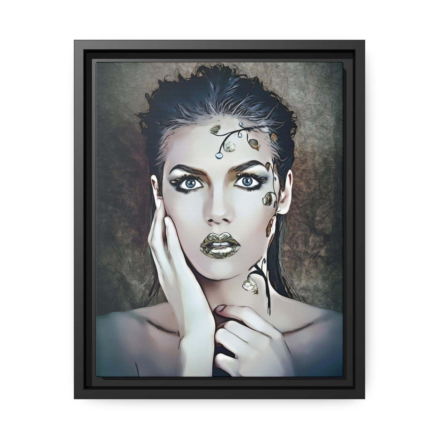Woman Portrait Matte Canvas, Black Frame