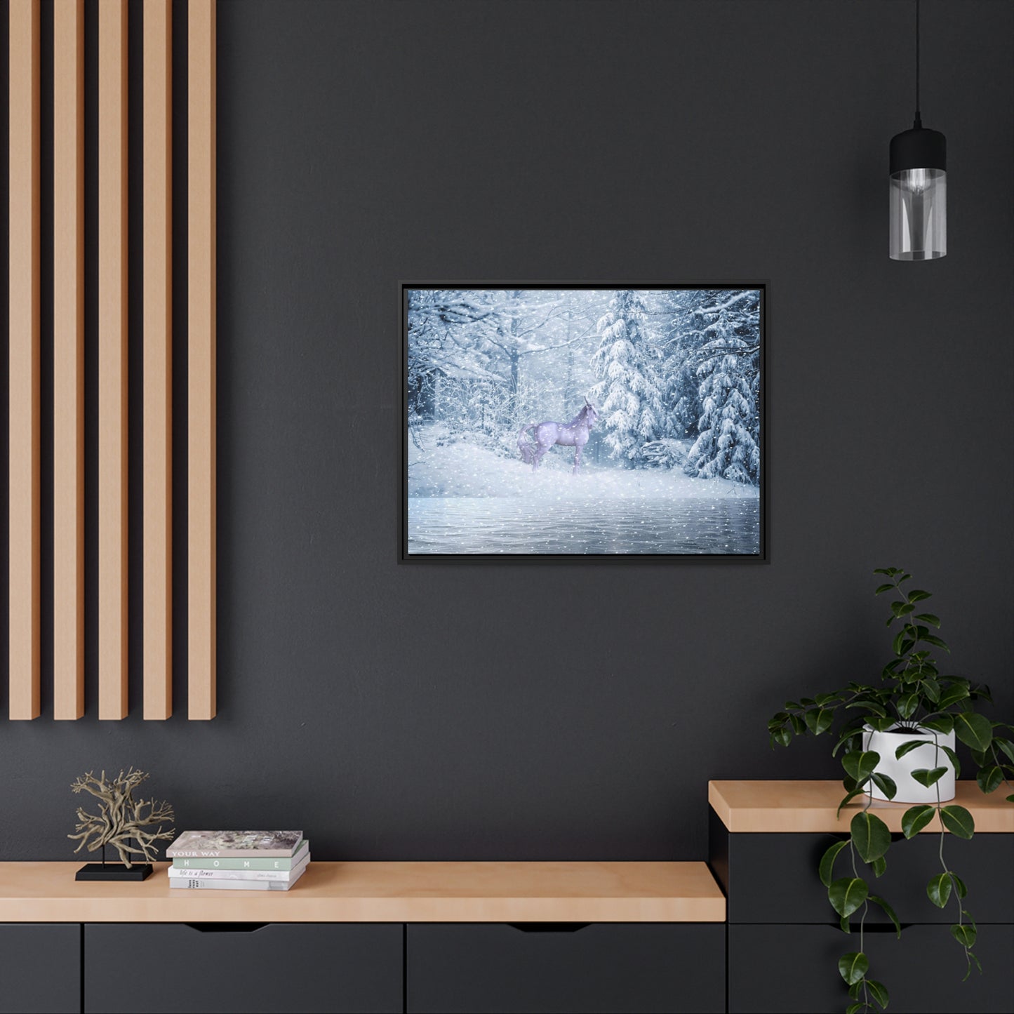 Mystic Unicorn Matte Canvas, Black Frame