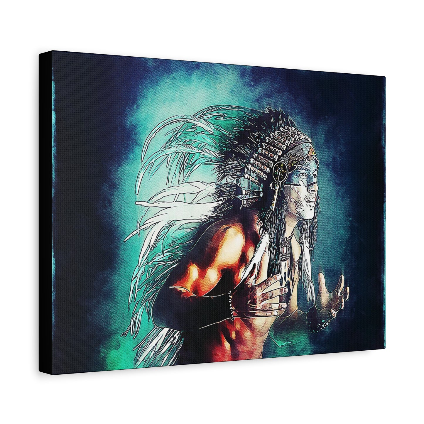 First Nation Man Matte Canvas, Stretched, 1.25"