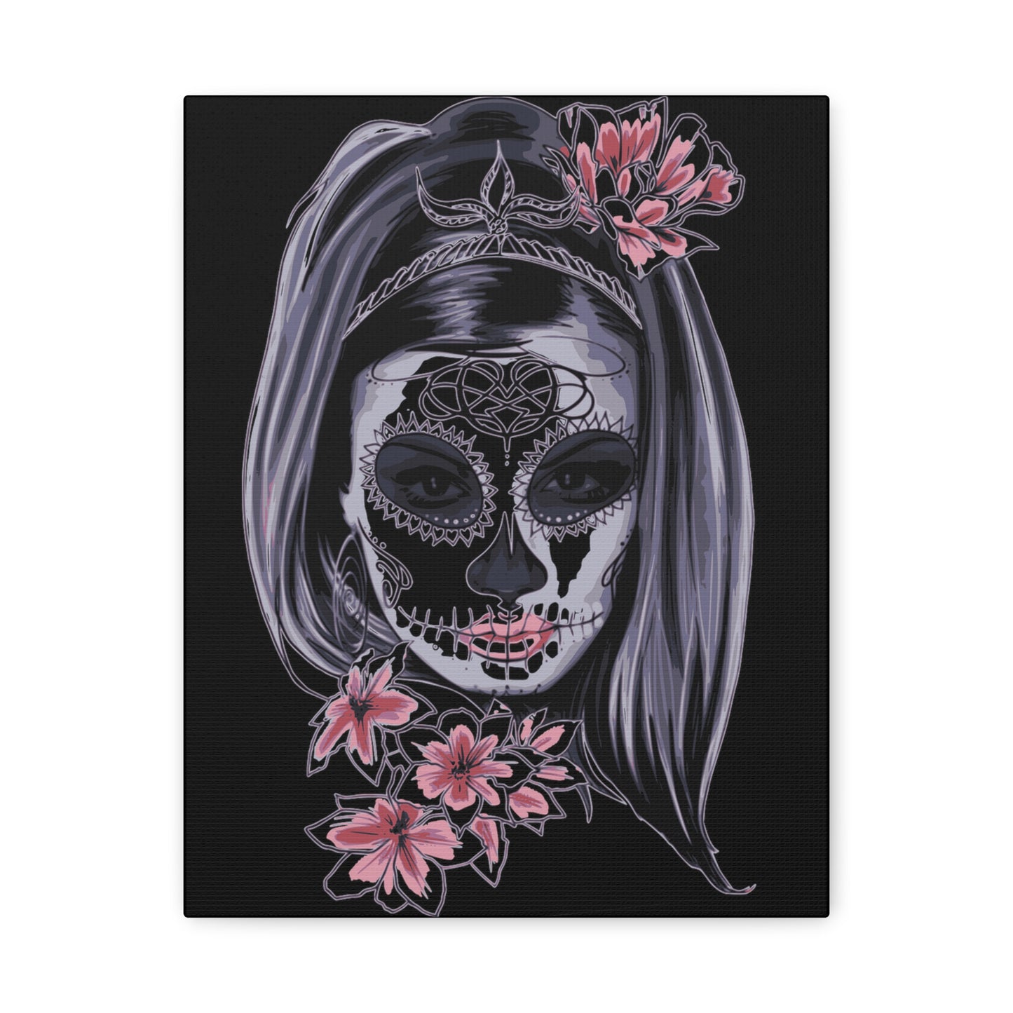 Lady Dead Mask Black Matte Canvas, Stretched, 1.25"