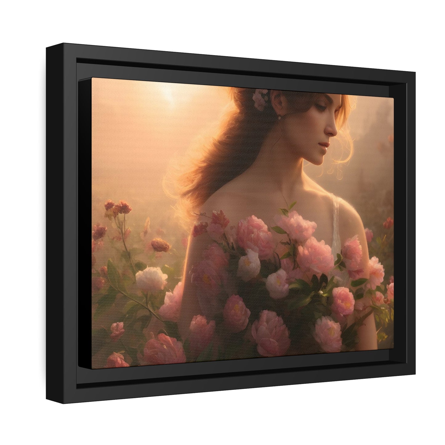 Women Roses Matte Canvas, Black Frame
