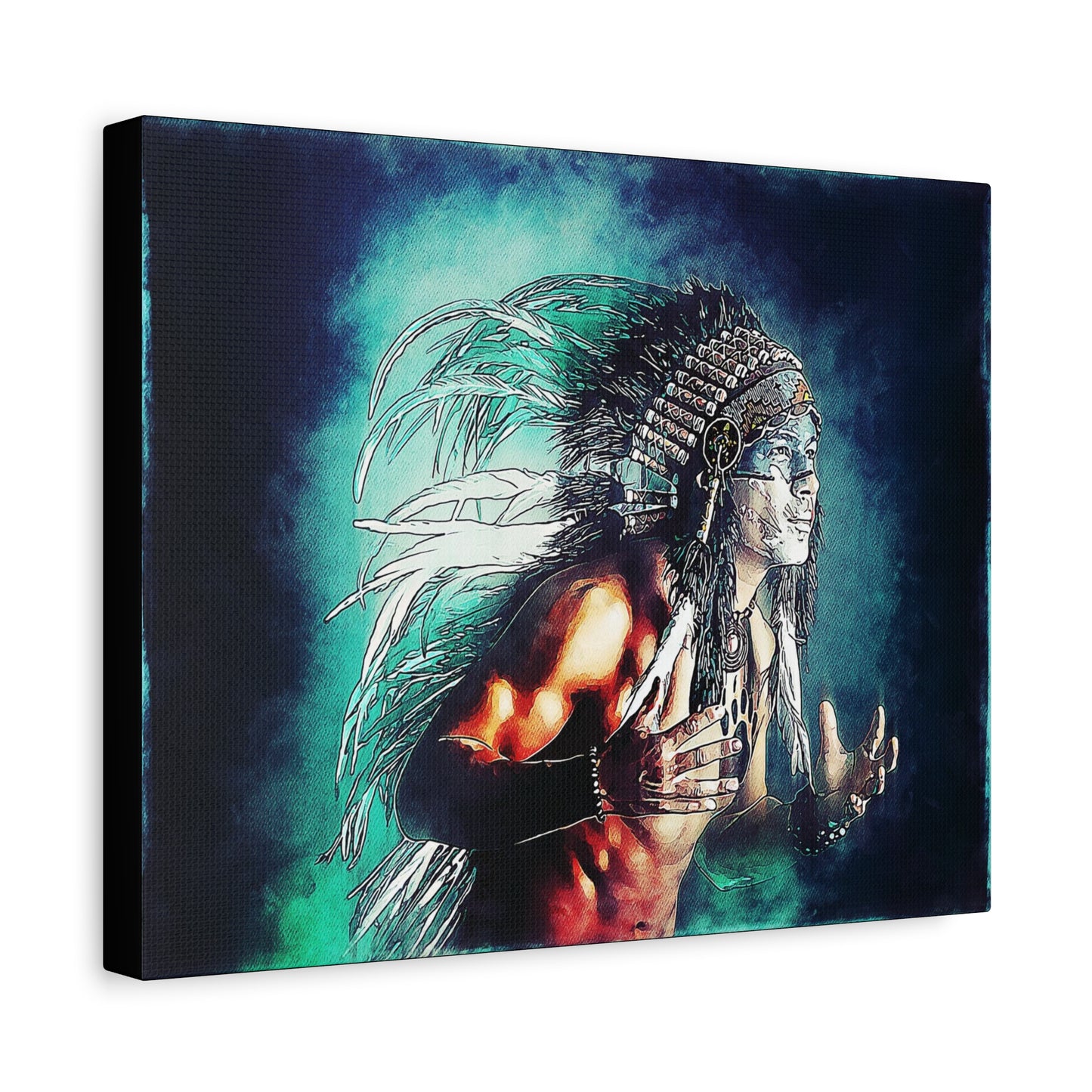 First Nation Man Matte Canvas, Stretched, 1.25"